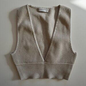 Aritzia Sculpt Knit Deep V Tank Matte Pearl